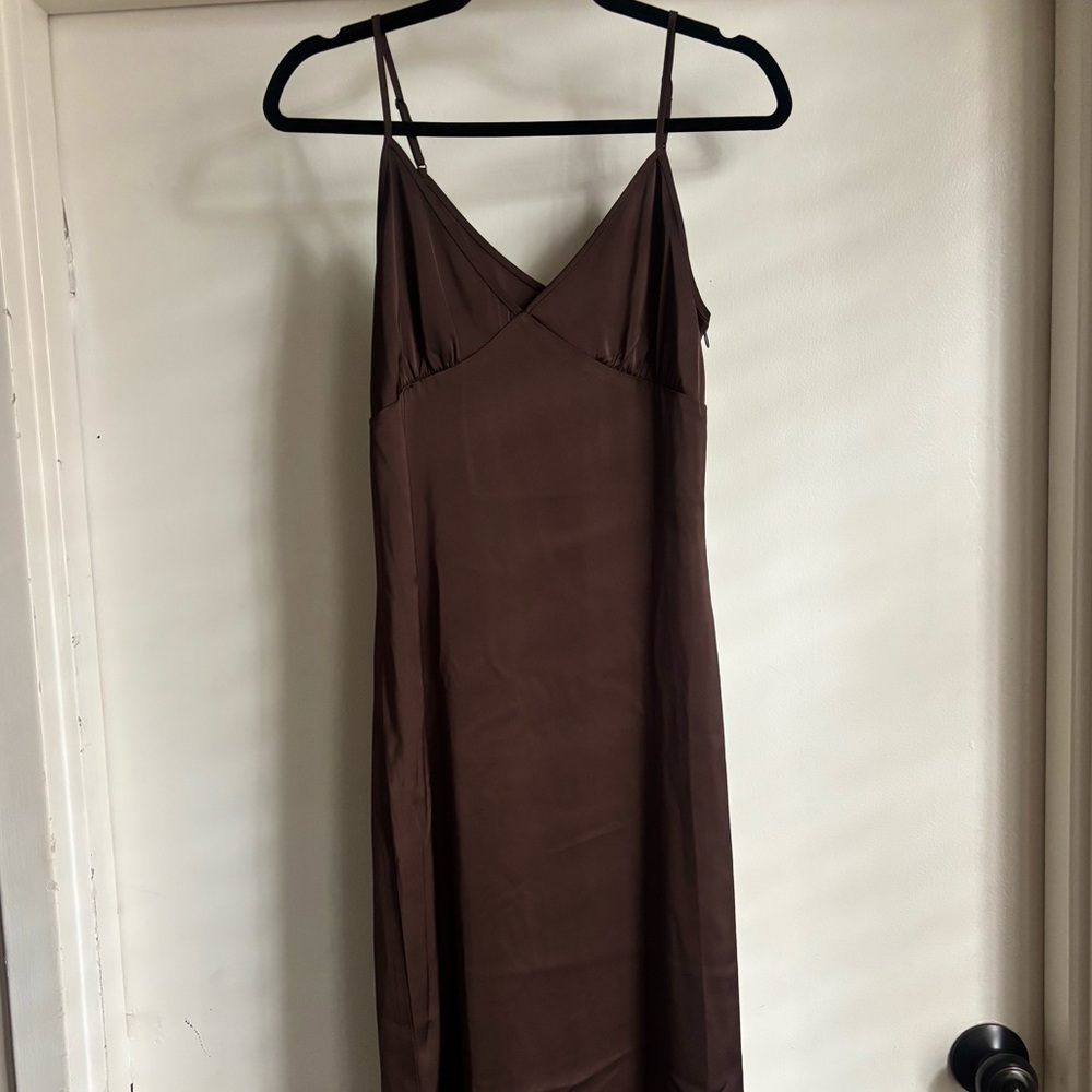 Song of Style Chocolate Brown Silky Dress